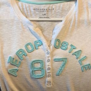 Large Aeropostale Tee With Button up V-Neck